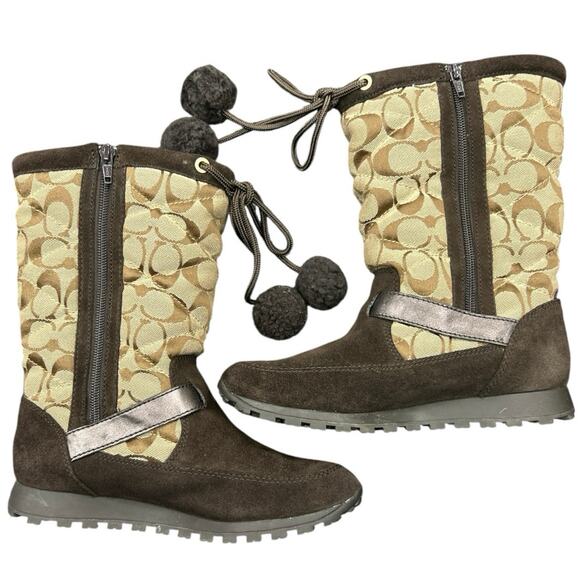Coach Boots Women’s Size US6 Juniper 12CSIG Suede Signature in Brown - Picture 6 of 7